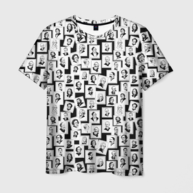 Мужская футболка 3D с принтом Портреты композиторов, черно белый вариант в Белгороде, 100% полиэфир | прямой крой, круглый вырез горловины, длина до линии бедер | Тематика изображения на принте: 