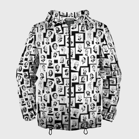 Мужская ветровка 3D с принтом Портреты композиторов, черно белый вариант в Курске, 100% полиэстер | подол и капюшон оформлены резинкой с фиксаторами, два кармана без застежек по бокам, один потайной карман на груди | 