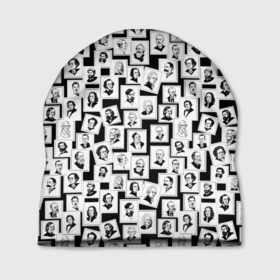 Шапка 3D с принтом Портреты композиторов, черно белый вариант в Белгороде, 100% полиэстер | универсальный размер, печать по всей поверхности изделия | Тематика изображения на принте: 