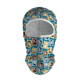 Балаклава 3D с принтом Портреты великих писателей на синем в Екатеринбурге, 100% полиэстер, ткань с особыми свойствами — Activecool | плотность 150–180 г/м2; хорошо тянется, но при этом сохраняет форму. Закрывает шею, вокруг отверстия для глаз кайма. Единый размер | 