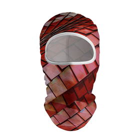Балаклава 3D с принтом Красный паттерн из металлических блоков в Тюмени, 100% полиэстер, ткань с особыми свойствами — Activecool | плотность 150–180 г/м2; хорошо тянется, но при этом сохраняет форму. Закрывает шею, вокруг отверстия для глаз кайма. Единый размер | Тематика изображения на принте: 