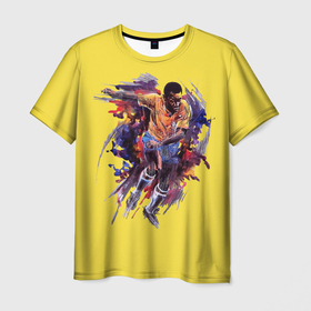 Мужская футболка 3D с принтом Бразильский футболист Пеле 10 в Курске, 100% полиэфир | прямой крой, круглый вырез горловины, длина до линии бедер | 