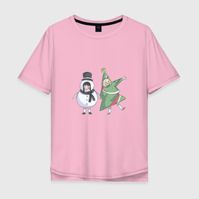 Мужская футболка хлопок Oversize с принтом Вэнди и Энид   новогоднее настроение в Тюмени, 100% хлопок | свободный крой, круглый ворот, “спинка” длиннее передней части | 