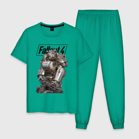 Мужская пижама хлопок с принтом Paladin Danse of the Brotherhood of Steel Fallout 4 , 100% хлопок | брюки и футболка прямого кроя, без карманов, на брюках мягкая резинка на поясе и по низу штанин
 | 