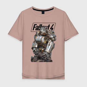 Мужская футболка хлопок Oversize с принтом Paladin Danse of the Brotherhood of Steel Fallout 4 в Кировске, 100% хлопок | свободный крой, круглый ворот, “спинка” длиннее передней части | 