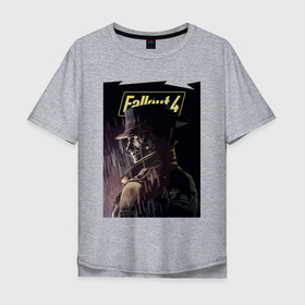 Мужская футболка хлопок Oversize с принтом Fallout 4   Nick Valentine в Екатеринбурге, 100% хлопок | свободный крой, круглый ворот, “спинка” длиннее передней части | Тематика изображения на принте: 