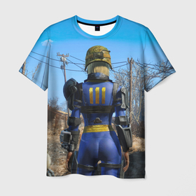 Мужская футболка 3D с принтом Vault 111 suit at Fallout 4 Nexus , 100% полиэфир | прямой крой, круглый вырез горловины, длина до линии бедер | 