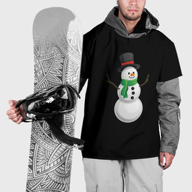 Накидка на куртку 3D с принтом Новогодний снеговик с шарфом в Тюмени, 100% полиэстер |  | Тематика изображения на принте: 