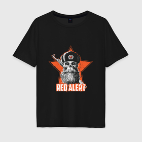 Мужская футболка хлопок Oversize с принтом Красная тревога, Red Alert в Тюмени, 100% хлопок | свободный крой, круглый ворот, “спинка” длиннее передней части | 