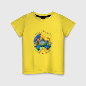 Детская футболка хлопок с принтом Санкт Петербург, Троицкий Собор в Курске, 100% хлопок | круглый вырез горловины, полуприлегающий силуэт, длина до линии бедер | Тематика изображения на принте: 
