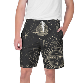 Мужские шорты 3D с принтом Мистические узоры в Кировске,  полиэстер 100% | прямой крой, два кармана без застежек по бокам. Мягкая трикотажная резинка на поясе, внутри которой широкие завязки. Длина чуть выше колен | 