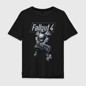 Мужская футболка хлопок Oversize с принтом Fallout 4   Ultracite Power Armor в Курске, 100% хлопок | свободный крой, круглый ворот, “спинка” длиннее передней части | 