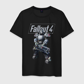 Мужская футболка хлопок с принтом Fallout 4   Ultracite Power Armor в Курске, 100% хлопок | прямой крой, круглый вырез горловины, длина до линии бедер, слегка спущенное плечо. | 