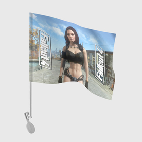 Флаг для автомобиля с принтом Fallout 4   girl body  hero   computer game , 100% полиэстер | Размер: 30*21 см | 