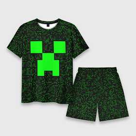 Мужской костюм с шортами 3D с принтом Minecraft green squares ,  |  | 