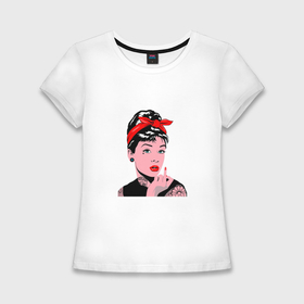 Женская футболка хлопок Slim с принтом Audrey Hepburn actress в Кировске,  |  | 