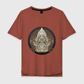 Мужская футболка хлопок Oversize с принтом Мантра защитника Будды , 100% хлопок | свободный крой, круглый ворот, “спинка” длиннее передней части | 