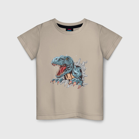 Детская футболка хлопок с принтом Тираннозавр, T Rex в Курске, 100% хлопок | круглый вырез горловины, полуприлегающий силуэт, длина до линии бедер | Тематика изображения на принте: 