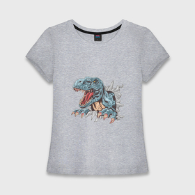 Женская футболка хлопок Slim с принтом Тираннозавр, T Rex в Курске,  |  | 
