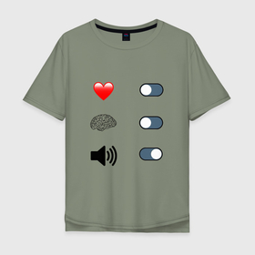 Мужская футболка хлопок Oversize с принтом Heart brain sound в Тюмени, 100% хлопок | свободный крой, круглый ворот, “спинка” длиннее передней части | 