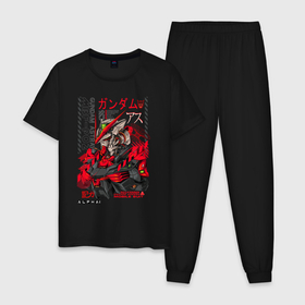 Мужская пижама хлопок с принтом MBF P02 Gundam astray red frame poster в Кировске, 100% хлопок | брюки и футболка прямого кроя, без карманов, на брюках мягкая резинка на поясе и по низу штанин
 | Тематика изображения на принте: 