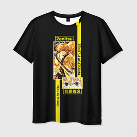 Мужская футболка 3D с принтом Зеницу Агацуме   Клинок, рассекающий демонов в Екатеринбурге, 100% полиэфир | прямой крой, круглый вырез горловины, длина до линии бедер | Тематика изображения на принте: 