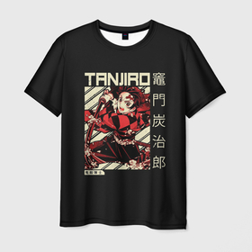 Мужская футболка 3D с принтом Танджиро Камадо: Клинок, рассекающий демонов в Курске, 100% полиэфир | прямой крой, круглый вырез горловины, длина до линии бедер | Тематика изображения на принте: 