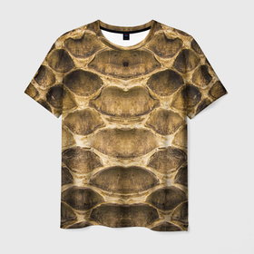 Мужская футболка 3D с принтом Чешуя змеи   змеиная шкура в Тюмени, 100% полиэфир | прямой крой, круглый вырез горловины, длина до линии бедер | 