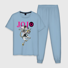 Мужская пижама хлопок с принтом Made in heaven   стенд Энрико Пуччи   Jojo   part 6 в Новосибирске, 100% хлопок | брюки и футболка прямого кроя, без карманов, на брюках мягкая резинка на поясе и по низу штанин
 | 