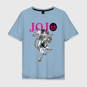 Мужская футболка хлопок Oversize с принтом Made in heaven   стенд Энрико Пуччи   Jojo   part 6 в Новосибирске, 100% хлопок | свободный крой, круглый ворот, “спинка” длиннее передней части | 