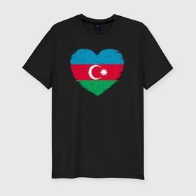 Мужская футболка хлопок Slim с принтом Сердце Азербайджана , 92% хлопок, 8% лайкра | приталенный силуэт, круглый вырез ворота, длина до линии бедра, короткий рукав | Тематика изображения на принте: 