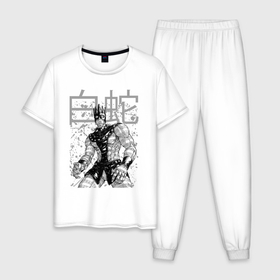Мужская пижама хлопок с принтом Whitesnake   stand of Enrico Pucci   Jojo   part 6 в Новосибирске, 100% хлопок | брюки и футболка прямого кроя, без карманов, на брюках мягкая резинка на поясе и по низу штанин
 | Тематика изображения на принте: 