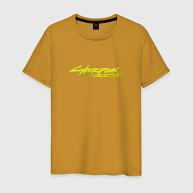 Мужская футболка хлопок с принтом Cyberpunk Edgerunners логотип в Курске, 100% хлопок | прямой крой, круглый вырез горловины, длина до линии бедер, слегка спущенное плечо. | 