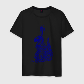 Мужская футболка хлопок с принтом Кролик в профиль: символ и надпись на светлом , 100% хлопок | прямой крой, круглый вырез горловины, длина до линии бедер, слегка спущенное плечо. | 