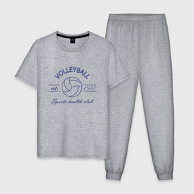 Мужская пижама хлопок с принтом клуб любителей игры в волейбол в Тюмени, 100% хлопок | брюки и футболка прямого кроя, без карманов, на брюках мягкая резинка на поясе и по низу штанин
 | 
