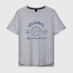 Мужская футболка хлопок Oversize с принтом клуб любителей игры в волейбол в Курске, 100% хлопок | свободный крой, круглый ворот, “спинка” длиннее передней части | 