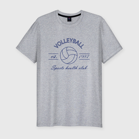 Мужская футболка хлопок Slim с принтом клуб любителей игры в волейбол в Курске, 92% хлопок, 8% лайкра | приталенный силуэт, круглый вырез ворота, длина до линии бедра, короткий рукав | 
