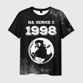 Мужская футболка 3D с принтом На Земле с 1998: краска на темном в Белгороде, 100% полиэфир | прямой крой, круглый вырез горловины, длина до линии бедер | 