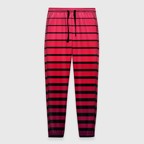 Мужские брюки 3D с принтом Красно черный полосатый узор в Кировске, 100% полиэстер | манжеты по низу, эластичный пояс регулируется шнурком, по бокам два кармана без застежек, внутренняя часть кармана из мелкой сетки | 