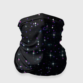 Бандана-труба 3D с принтом Фиолетовый блестящий глиттер на черном фоне в Петрозаводске, 100% полиэстер, ткань с особыми свойствами — Activecool | плотность 150‒180 г/м2; хорошо тянется, но сохраняет форму | Тематика изображения на принте: 