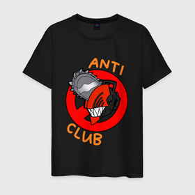 Мужская футболка хлопок с принтом Anti chainsaw club: Человек бензопила в Новосибирске, 100% хлопок | прямой крой, круглый вырез горловины, длина до линии бедер, слегка спущенное плечо. | 