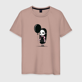 Мужская футболка хлопок с принтом Мрачная девочка в Екатеринбурге, 100% хлопок | прямой крой, круглый вырез горловины, длина до линии бедер, слегка спущенное плечо. | 