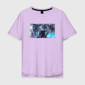 Мужская футболка хлопок Oversize с принтом Люсина Кусинада   Cyberpunk Edgerunners в Курске, 100% хлопок | свободный крой, круглый ворот, “спинка” длиннее передней части | 