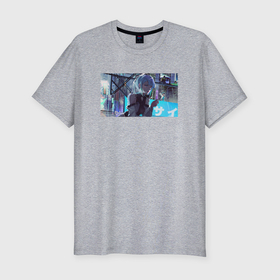 Мужская футболка хлопок Slim с принтом Люсина Кусинада   Cyberpunk Edgerunners в Санкт-Петербурге, 92% хлопок, 8% лайкра | приталенный силуэт, круглый вырез ворота, длина до линии бедра, короткий рукав | 
