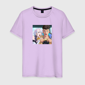 Мужская футболка хлопок с принтом Дэвид и Люси во время погони в Санкт-Петербурге, 100% хлопок | прямой крой, круглый вырез горловины, длина до линии бедер, слегка спущенное плечо. | 