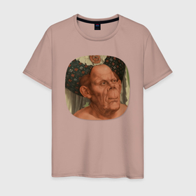 Мужская футболка хлопок с принтом Картина ренессанса   уродливая герцогиня в Курске, 100% хлопок | прямой крой, круглый вырез горловины, длина до линии бедер, слегка спущенное плечо. | 