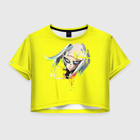 Женская футболка Crop-top 3D с принтом Люси   Киберпанк Бегущие по краю в Петрозаводске, 100% полиэстер | круглая горловина, длина футболки до линии талии, рукава с отворотами | 