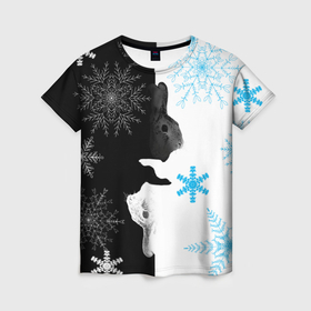 Женская футболка 3D с принтом Два кролика в Ухте, 100% полиэфир ( синтетическое хлопкоподобное полотно) | прямой крой, круглый вырез горловины, длина до линии бедер | 