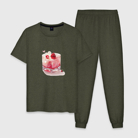 Мужская пижама хлопок с принтом Десерт любви , 100% хлопок | брюки и футболка прямого кроя, без карманов, на брюках мягкая резинка на поясе и по низу штанин
 | 