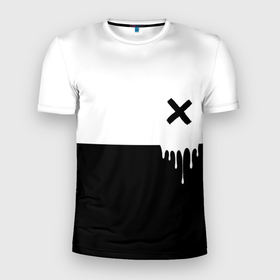 Мужская футболка 3D Slim с принтом Черно белый X в Новосибирске, 100% полиэстер с улучшенными характеристиками | приталенный силуэт, круглая горловина, широкие плечи, сужается к линии бедра | 